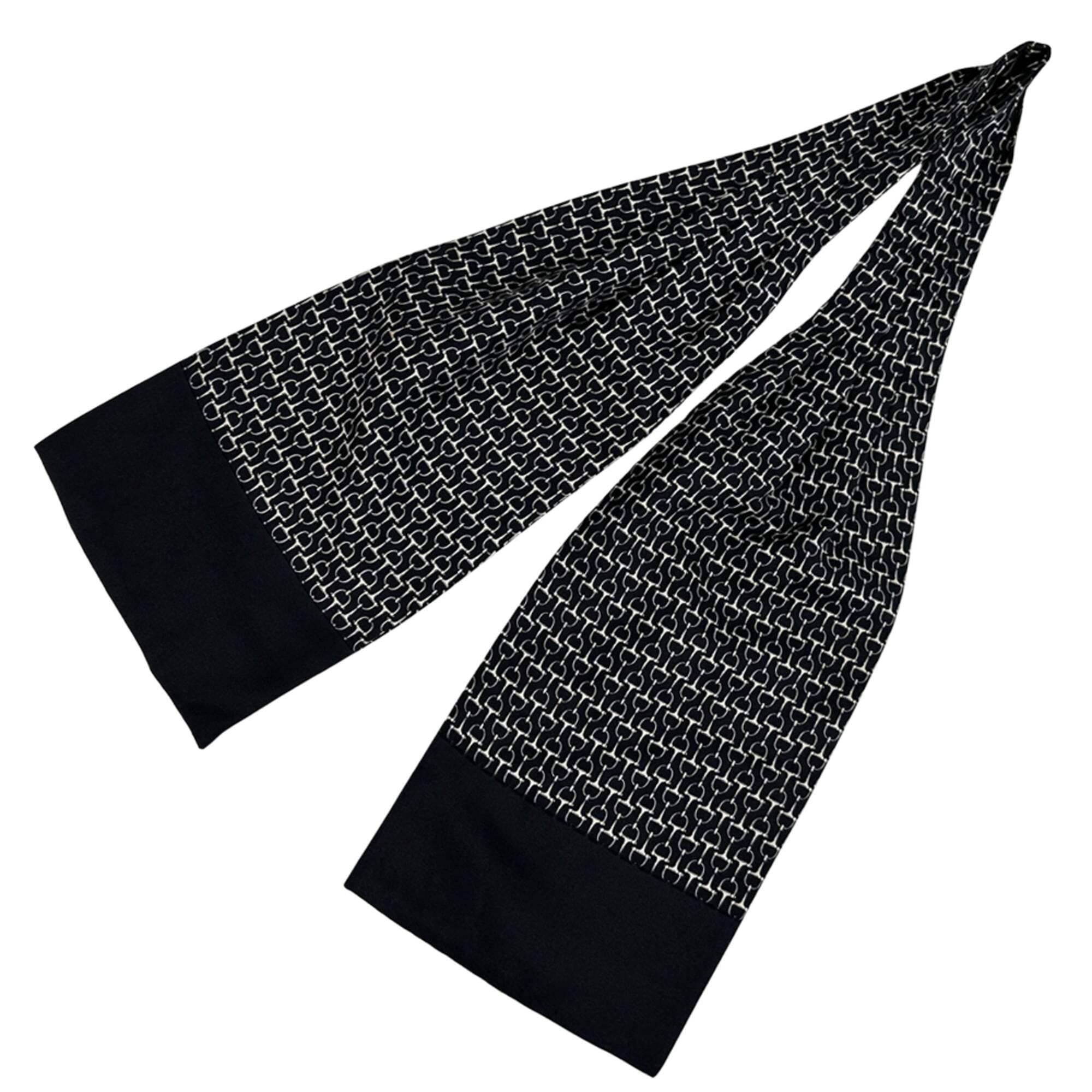 Hermes Hermes Necktie Ascot Tie Men's Brand Silk Black Horsebit
